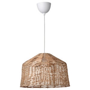 KAPPELAND / HAVSDJUP Pendant lamp, white/rattan, 45 cm