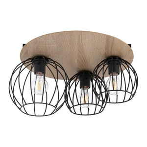 Ceiling Lamp Cyber 3x E27, wood/black
