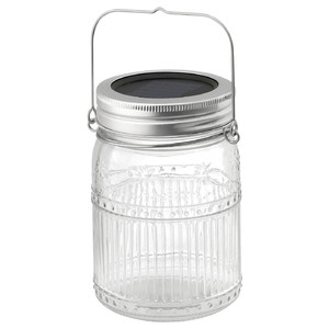 SOLVINDEN LED solar-powered table lamp, outdoor/jar clear, 15 cm