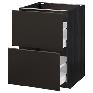 METOD / MAXIMERA Base cb 2 fronts/2 high drawers, black/Kungsbacka anthracite, 60x60 cm