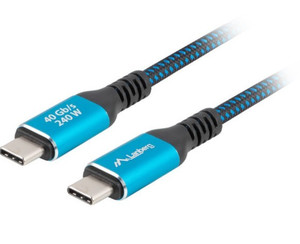LANBERG USB Cable USB-C M/M USB4 1.5M 240W 60HZ, black-blue