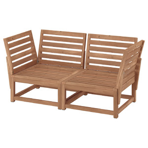 NÄMMARÖ 2-seat modular sofa, outdoor, armrests light brown stained