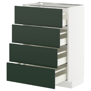 METOD / MAXIMERA Base cab 4 frnts/4 drawers, white/Havstorp deep green, 60x37 cm