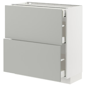 METOD / MAXIMERA Base cab with 2 fronts/3 drawers, white/Havstorp light grey, 80x37 cm