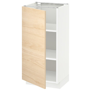 METOD Base cabinet with shelves, white/Askersund light ash effect, 40x37 cm