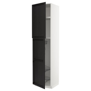 METOD High cabinet with cleaning interior, white/Lerhyttan black stained, 60x60x240 cm
