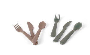 Dantoy TINY BIObased Cutlery Set 2pcs, Mocca/Olive
