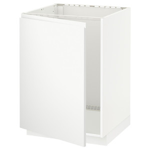 METOD Base cabinet for sink, white/Voxtorp matt white, 60x60 cm