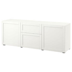BESTÅ Storage combination with drawers, white, Hanviken white, 180x42x65 cm