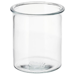 KORKEN Jar with lid, clear glass/check pattern black, 4 oz - IKEA