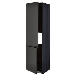 METOD High cab f fridge/freezer w 2 doors, black/Upplöv matt anthracite, 60x60x220 cm