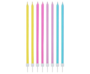 Birthday Candles 14.5x0.6cm 24pcs, pastel colours