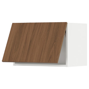 METOD Wall cabinet horizontal w push-open, white/Tistorp brown walnut effect, 60x40 cm