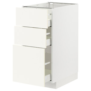 METOD / MAXIMERA Base cabinet with 3 drawers, white/Vallstena white, 40x60 cm