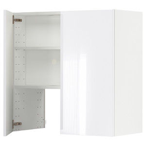 METOD Wall cb f extr hood w shlf/door, white/Ringhult white, 80x80 cm