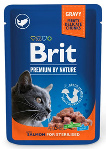 Brit Premium By Nature Chunks in Gravy with Salmon for Sterilised Cats 100g