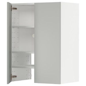 METOD Wall cb f extr hood w shlf/door, white/Havstorp light grey, 60x80 cm