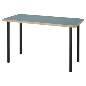 LAGKAPTEN / ADILS Desk, grey-turquoise/black, 120x60 cm
