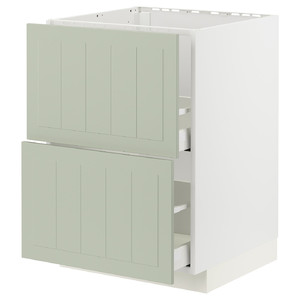 METOD / MAXIMERA Base cab f sink+2 fronts/2 drawers, white/Stensund light green, 60x60 cm