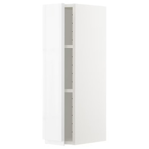 METOD Wall cabinet with shelves, white/Voxtorp high-gloss/white, 20x80 cm