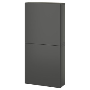 BESTÅ Wall cabinet with 2 doors, dark grey/Lappviken dark grey, 60x22x128 cm