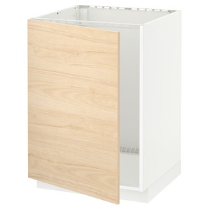 METOD Base cabinet for sink, white/Askersund light ash effect, 60x60 cm