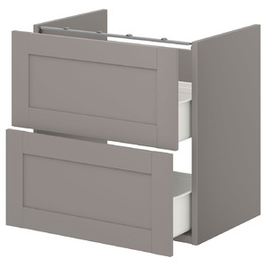 ENHET Base cb f washbasin w 2 drawers, grey, grey frame, 60x40x60 cm