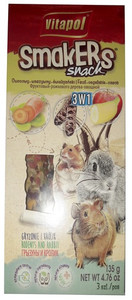 Vitapol Smakers Snack for Rodents & Rabbits - Fruit, Vegetable, Carob 3pcs