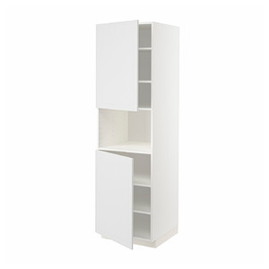 METOD High cab f micro w 2 doors/shelves, white/Stensund white, 60x60x200 cm