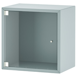 EKET Wall cabinet with glass door, light grey-blue, 35x25x35 cm