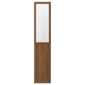 OXBERG Panel/glass door, brown walnut effect, 40x192 cm