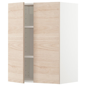 METOD Wall cabinet with shelves/2 doors, white/Askersund light ash effect, 60x80 cm