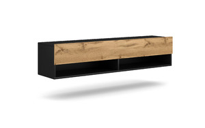 Wall-mounted TV Cabinet Derby 140, black/wotan oak
