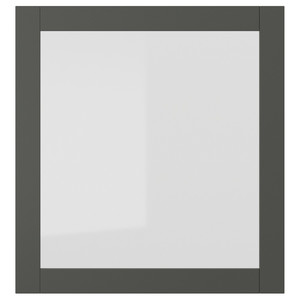 SINDVIK Glass door, dark grey/clear glass, 60x64 cm