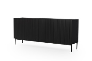 Four-Door Cabinet Nicole 200cm, matt black, black legs