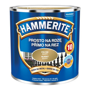Hammerite Direct To Rust Metal Paint 0.25l, gloss gold