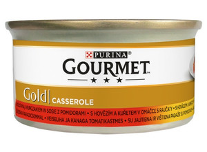 Gourmet Gold Casserole Cat Food Beef & Chicken in Tomato Sauce 85g