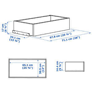 KOMPLEMENT Drawer, white stained oak effect, 75x35 cm
