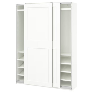 PAX / GRIMO Wardrobe with sliding doors, white/white, 150x43x201 cm