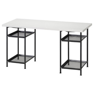 LAGKAPTEN / SPÄND Desk, white/black, 140x60 cm
