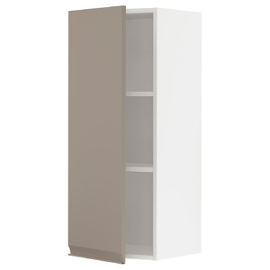 METOD Wall cabinet with shelves, white/Upplöv matt dark beige, 40x100 cm