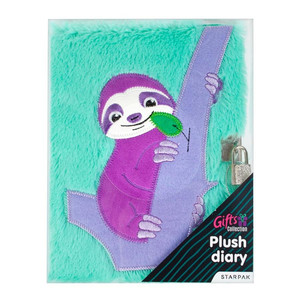 Secret Plush Diary with Lock & Key Sloth