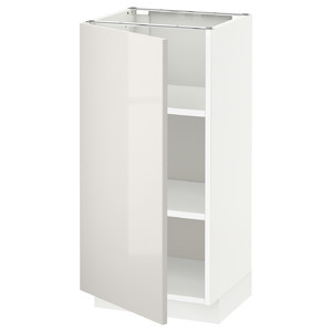 METOD Base cabinet with shelves, white/Ringhult light grey, 40x37 cm