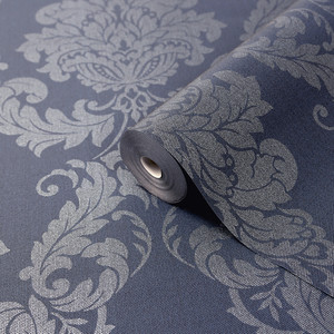 GoodHome Vinyl Wallpaper on Fleece Ornata, blue