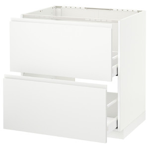 METOD Base cab f sink+2 fronts/2 drawers, white Maximera, Voxtorp matt white white, 80x60x80 cm