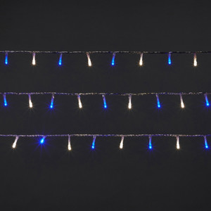 LED Lighting Chain 120 LED 7.1 m, outdoor, transparent, white-blue