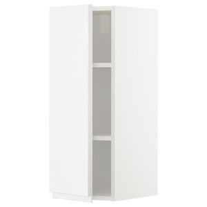 METOD Wall cabinet with shelves, white/Voxtorp high-gloss/white, 30x80 cm