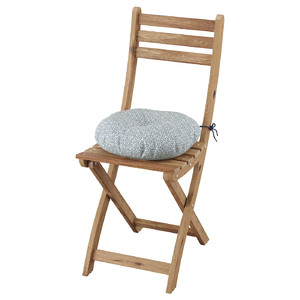ASKHOLMEN Chair, outdoor, foldable light brown stained/Klösan blue