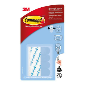3M Command Transparent Small Refill Mounting Strips, Pack of 12