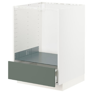 METOD / MAXIMERA Base cabinet for oven with drawer, white/Bodarp grey-green, 60x60 cm